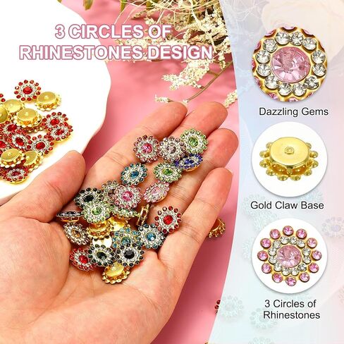 PATIKIL 50 PCS خياطة على أحجار الراين ، أحجار راين زجاجية زهرة 14 ملم مع أحجار كريمة الحرف اليهانية لأحذية الملابس حزام DIY صياغة الديكور ، الوردي الفاتح in Kuwait
