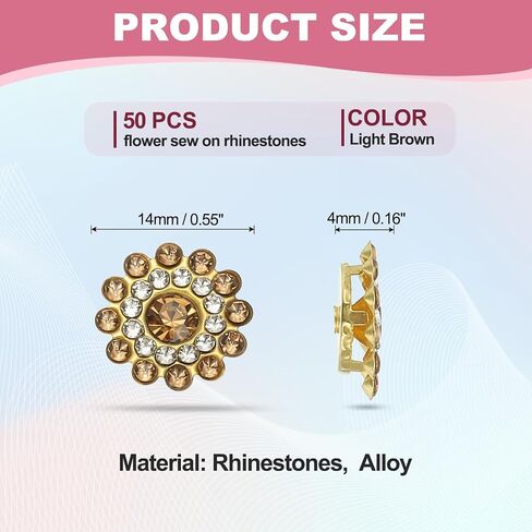 PATIKIL 50 PCS خياطة على أحجار الراين ، أحجار راين زجاجية زهرة 14 ملم مع أحجار كريمة الحرف اليهانية لأحذية الملابس حزام DIY صياغة الديكور ، الوردي الفاتح in Kuwait
