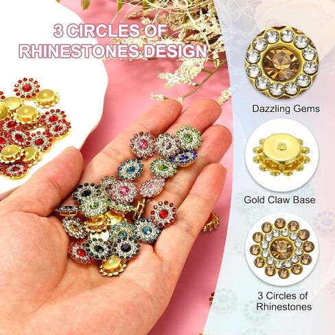 PATIKIL 50 PCS خياطة على أحجار الراين ، أحجار راين زجاجية زهرة 14 ملم مع أحجار كريمة الحرف اليهانية لأحذية الملابس حزام DIY صياغة الديكور ، الوردي الفاتح in Kuwait