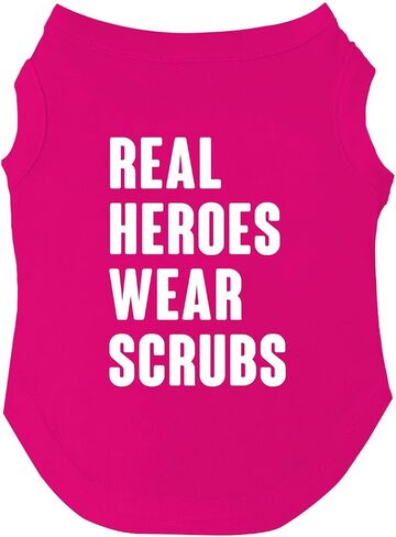 Real Heroes Wear Scrubs Dog Tee Shirt Sizes for Puppies, Toys, and Large Breeds (Red, Small 1014) in Saudi Arabia