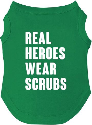 Real Heroes Wear Scrubs Dog Tee Shirt Sizes for Puppies, Toys, and Large Breeds (Red, Small 1014) in Saudi Arabia