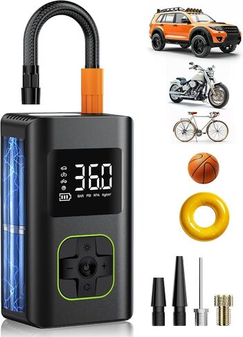 Tire Inflator Portable Air Compressor - 10000mAh Cordless Air Pump for Car Tires, 150 PSI Electric Bike Tire Pump with LED Light and Digital Pressure Gauge for Motorcycle, Auto, Ball, Bicycle in Saudi Arabia