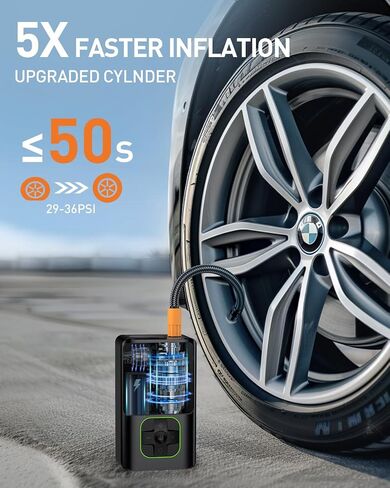 Tire Inflator Portable Air Compressor - 10000mAh Cordless Air Pump for Car Tires, 150 PSI Electric Bike Tire Pump with LED Light and Digital Pressure Gauge for Motorcycle, Auto, Ball, Bicycle in Saudi Arabia