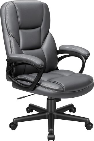 كرسي المكتب التنفيذي لشاهو ، باو كرسي بذراعين مريح للمكتب المنزلي مع عجلات ، أسود داكن in Kuwait