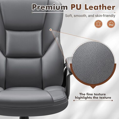 كرسي المكتب التنفيذي لشاهو ، باو كرسي بذراعين مريح للمكتب المنزلي مع عجلات ، أسود داكن in Kuwait