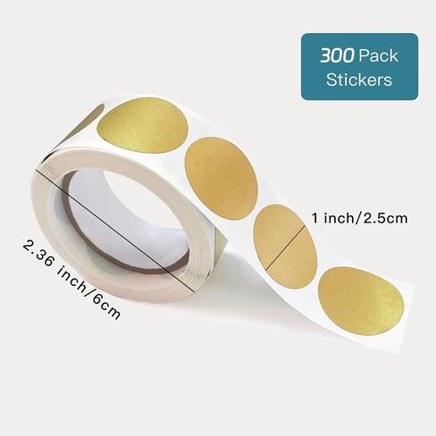 300 Pcs 1" Round Scratch Off Stickers Roll, Wmiwulien Circle Scratch-Off Labels, Self Adhesive DIY Stickers for Gender Reveal Top Secret Winner Prize Lottery Ticket Reward Program,Raffle Card (Gold) in Kuwait