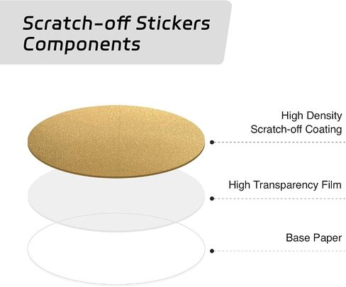 300 Pcs 1" Round Scratch Off Stickers Roll, Wmiwulien Circle Scratch-Off Labels, Self Adhesive DIY Stickers for Gender Reveal Top Secret Winner Prize Lottery Ticket Reward Program,Raffle Card (Gold) in Kuwait