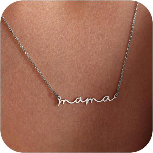 SLOONG Mama Necklace 14K Gold Plated Dainty Mother and Daughter Matching Gift for New Mom Boyfriends Mom Women Mother's Day Mama Gifts in Saudi Arabia