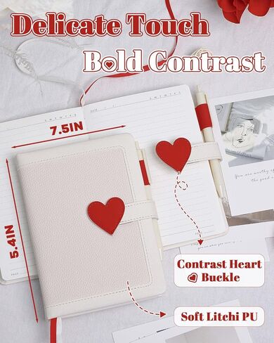 Journal for Women and Teen Girls with Heart Buckle, 240 Pages Teen Girls Diary Journal with Pen, Daily Writing Journals for Teen Girls Gifts Ideas Ages 8-12, B6 Notebook for Women (White) in Kuwait