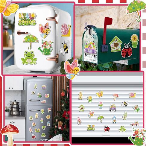 Saillong 20 Pcs Tulip Diamond Painting Magnets Spring Diamond Art Magnets Kits Refrigerator Magnetic Stickers for Fridge Home Adults DIY Crafts in Kuwait