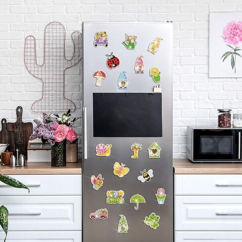 Saillong 20 Pcs Tulip Diamond Painting Magnets Spring Diamond Art Magnets Kits Refrigerator Magnetic Stickers for Fridge Home Adults DIY Crafts in Kuwait