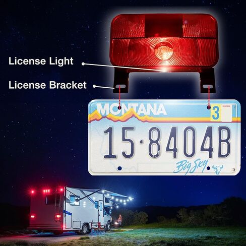 مصباح تثبيت على سطح Lumitronics RV - إيقاف/دوران/ذيل للمركبات الترفيهية، المقطورة، العربة، العجلة الخامسة، منزل متنقل (أسود) in Kuwait