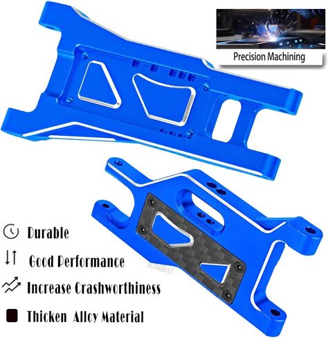 ترقيات RC جزء من الألومنيوم الأمامي والخلفي أذرع لـ 1/10 Rustler 2WD (VXL) ، Stampede 2WD (VXL) ، RC Alloy Arms W/Tie Bar Hops Up ، Navy Blue in Kuwait