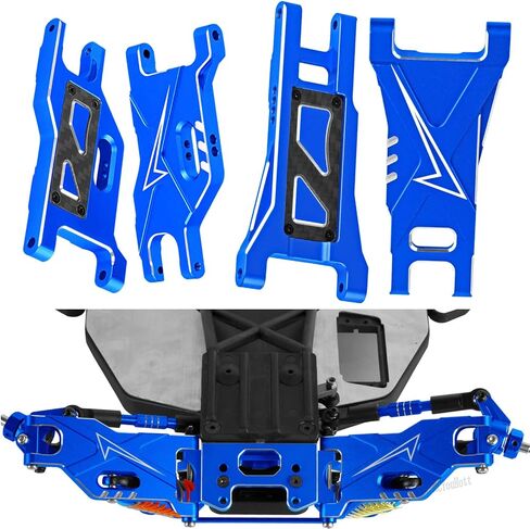 ترقيات RC جزء من الألومنيوم الأمامي والخلفي أذرع لـ 1/10 Rustler 2WD (VXL) ، Stampede 2WD (VXL) ، RC Alloy Arms W/Tie Bar Hops Up ، Navy Blue in Kuwait