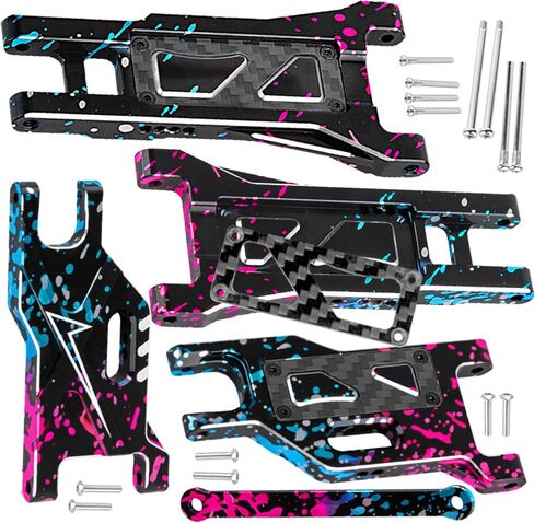 RC Upgrades Part Aluminum Front&Rear A Arms for 1/10 Rustler 2WD (VXL),Stampede 2WD (VXL),RC Alloy Suspension Arms w/Tie Bar Hops Up,Navy Blue in Saudi Arabia