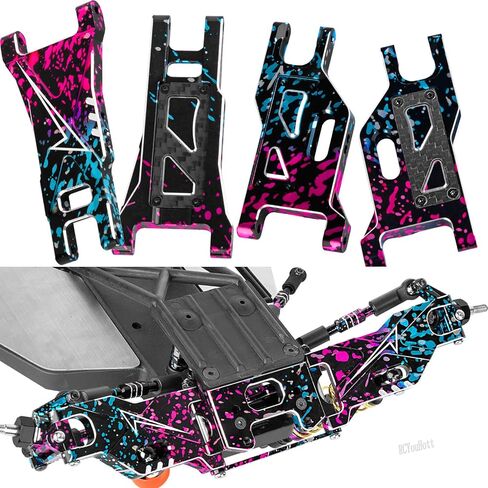 RC Upgrades Part Aluminum Front&Rear A Arms for 1/10 Rustler 2WD (VXL),Stampede 2WD (VXL),RC Alloy Suspension Arms w/Tie Bar Hops Up,Navy Blue in Saudi Arabia