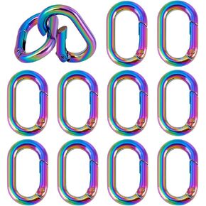 ph pandahall 12pcs قوس قزح حلقات مفتاح زنبرك ، 35x21mm buckles buckles oval snap buckle alloy spring snap hooks clip clip clox for diy keychain bage baspacks backpacks jews