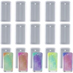 20 PCS Rectangle Jewelry Casting Molds, TuNan Silicone Pendant Keychain Resin Molds with Hanging Hole, Jewelry Making DIY Craft Tools - 66mm x 35mm