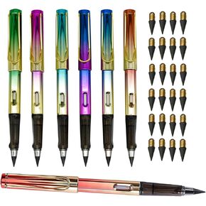 46pcs Dazzling Eternal Pencils Infinity Inkless Pen Everlasting Forever Pencils Black Technology Pencil With 100PCS Nibs Mechanical Never sharpening Pencils For School Office Use