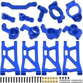 ShareGoo Metal Swing Arms Steering Knuckle Carrier & Steering Assembly Upgrade Parts Compatible with Remo Hobby Smax 1621 1625 1631 1635 1651 1655 1/16 RC Car (Red)