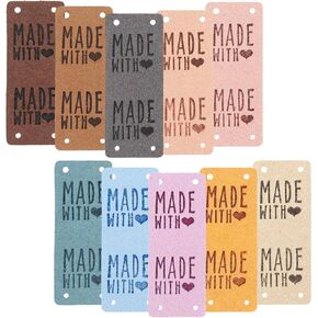 Wanmu Microfiber Leather Lable ، 50 PCS Handmade Leather Tags ، Tags Leather for Crochet ، Tag Tage Motorged for Jeans Facs Craft ، أحذية ، قبعة