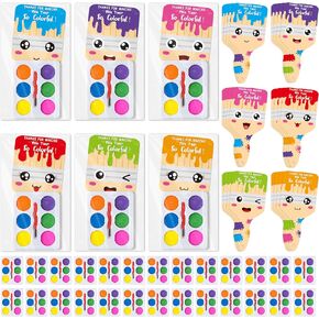 K1TPDE DIY PANT Watercolor Bulk - 24 Pack End of the Sevice Seval Gifts for Student Geting Card with Water Coloring Exchanges Gift for Kid ، Mini Paint Bulk Ster