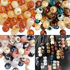 450pcs حبات الشعر الأفريقية لضفائر للنساء حبات المهر البني حبات حفرة كبيرة لتجديل المجوهرات صنع حبات ماكرامي 12 ملم جولة صغيرة
