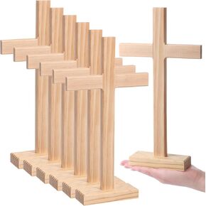 Suzile 11.8 Inch 6 PCS الصلبان الخشبية للحرف غير المكتملة من طاولة الخشب غير المكتم