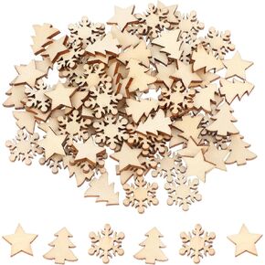100pcs الحلي النجوم الخشبية غير المكتملة ، نجم قطع خشبية فارغة ، 0.59 '' النجوم الخشبية الصغيرة للحرف اليدوية ، الحلي الخشبية الطبيعية لعيد الميلاد ويدد (نجمة ثلج شجرة عيد الميلاد)