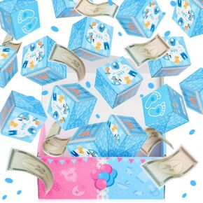 Tenceur 14 Pcs Gender Reveal Exploding Gift Box Boy or Girl, 12 Bounces Folding Pop out Money Cash Explosion Gift Box for Gender Reveal Party Baby Shower Decor(Pink)