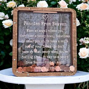 البنسات من Heaven Bank Bank Wooden Piggy Bank ، Penny Bank Coin Boxes Paradise Money Savings Box Wooden Drapparent Acrylic Cut-Out Design for Kids Family Friends Decor Home Decor