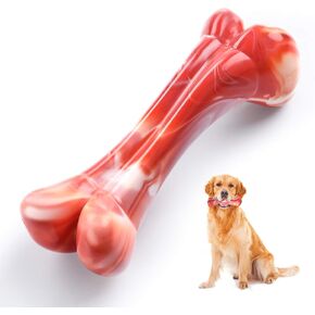 Tikaton Dog Auys Moys لمضغات العدوانية ، لعبة الكلب نكهة لحوم البقر كبيرة ، عظم كلب نايلون طبيعي للغاية لسلالة متوسطة وكبيرة