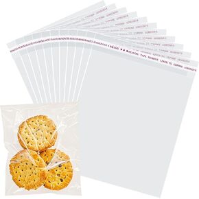 Cookie Bags 4x6 Inch - 400 Pack Clear Cellophane Treat Bags with Self-Sealing Design for Cookies,Gifts,Favors, Products,and Candy - Durable Plastic Packaging for Party Favors and Crafts