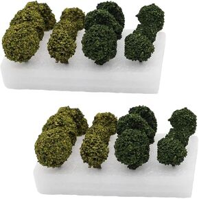24 Pcs Mixed Bush Trees Miniature Vegetation Groups - Shrubs Railway Artificial Grass Lifelike Shrubs - for Model Railroads and DIY War Gaming Terrain