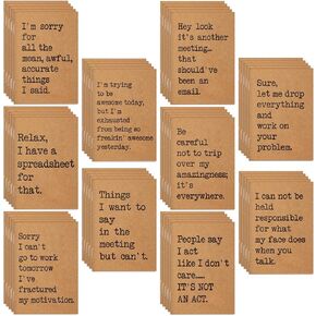 Spakon 50 Pcs Employee Appreciation Gifts Funny Notepads with Sarcastic Sayings for Coworker Funny Memo 3.3 x 4.7 Inches Kraft Paper Note Pad Snarky Humor Notebook Team Gifts for Office Colleague