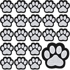 24 PCS Cute Paw Print Patch Cat Dog Paw Print Iron on Stickers for Clothes, Paw Print Iron on Patch Embroidered Patches Iron on Patches for Hats DIY Jackets Pants Bags Backpacks