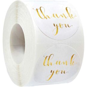 500Pcs White Round Thank You Stickers Foil Seal Labels Wedding Envelope Handmade Thank You Stickers for Packaging Small Business Labels and Stickers