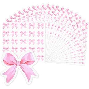ملصقات القوس الوردي 500pcs coquette ملصق القوس الوردي اللطيف لختم مغلف زجاجات المياه الزجاجية ذاتية الافصح غلاف الهدية