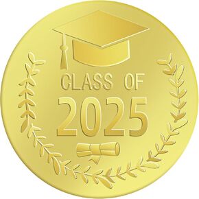 120 × فئة من 2025 ملصقات التخرج من رقائق الذهب ، تفضل بحفلات التخرج العليا ، والأختام المعدنية إحباط المغلف ، وصيادة للادة اللاصقة لخريج المدرسة الثانوية البالغة 1.6 بوصة
