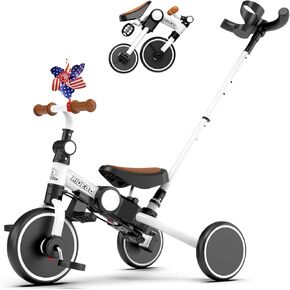 Ridego 5 in 1 Tricycle for Toddlers 3-5 Years Old,Foldable Toddler Bike with Push Handle and Cup Holder, Ideal Balance Bike and Birthday Gifts for 2 3 4 5 Year Old Boys Girls,Pink in Kuwait