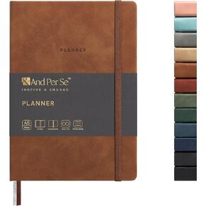 And Per Se Undated Planner, A5 Weekly Planner, 72 Weeks Hardcover Planner to Track Goals, 100 GSM Thick Paper, 5.7" x 8", Includes Monthly Tab Stickers & Back Pocket (Brown)