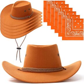 Zhanmai 12 PCS Cowboy Hat and Bandana Cowboy Cowgirl Hats Bulk Western Party Costume Accoune Halloween