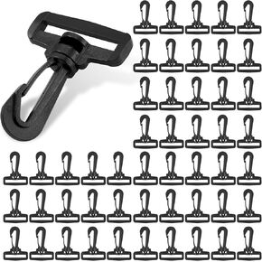50PCS 1.5 Inch Plastic Clips for Straps Backpack Clips Replacement Plastic Swivel Snap Hook Buckles Purse Clasp Strap Clips for Luggage Bag (Black)
