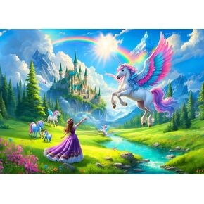 Jigsaw Puzzle 100 PCS - أحادي القرن للألغاز للبالغين والأطفال 4+ - متعة العقل تعزيز وتحدي لعبة التلاعب الصعبة + المكافأة الحصرية - 16 ملصقات