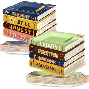 50pcs كتاب تحت عنوان حفلة يمكن التخلص منها لوحات الحفلات ديكور القصص القصيرة لوحة القراءة عشاء أدوات المائدة لمكتبة عاشق الكتب موضوع إيجابي حفلة عيد ميلاد الطفل