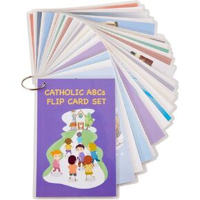 Weedzo Catholic ABC Jumbo Flip Cards مع مجموعة بطاقات الفلاش التعليمية ، والأنشطة الخاصة بـ "حزمة 54))