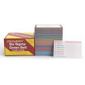 بطاقات دراسة الحزام الخضراء الستة: امتحان الإعدادية وممارسة أسئلة الاختبار لشهادة Lean Six Sigma Green Belt [بطاقات الألوان الكاملة]