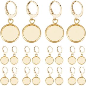 Beebeecraft 1 Box 30pcs leverback arkring النتائج 18K الذهب المطلي بنحاس الأذن الفرنسي خطاف خطافات مسطحة مستديرة من الحافة قاعدة الإعدادات cabochon لأقراط DIY صنع المجوهرات