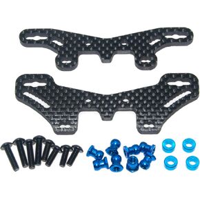Shock Tower Mount Compatible with 1/10 Tamiya TT-02S SR Upgrade 54632 54633 RC Car Front Rear Shock Absorber Tower Carbon Part 2Pcs(Black)