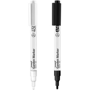 JSEVEN Garden Marker Set with 0.9mm Tip, Black and White, Plant Label Pens for Pots, 2-Pack [1xBlack, 1xWhite]